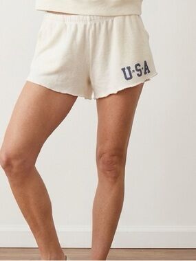 Grayson Threads Cream Terry USA Athletic Shorts